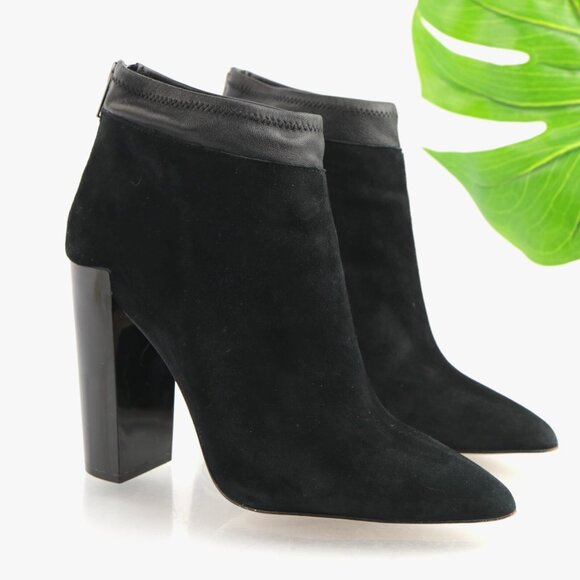 Saks Fifth Avenue Womens Claudine Boots Size 10 Black Suede Block Heel Booties - Picture 1 of 13